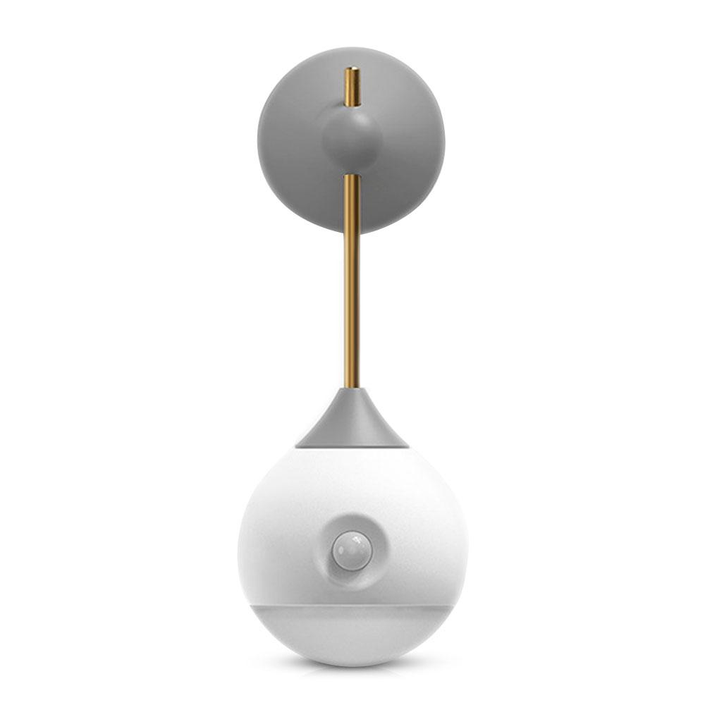 An der Wand montiertes intelligentes Körpersensor-Nachtlicht, abnehmbare Nachttischlampe, kugelförmiger, mattierter Lampenschirm, dekorative Lichter