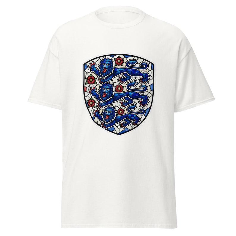 England Three Lions Stained Glass Soccer T-Shirt | World Cup 2026 Fan Tee 4XL