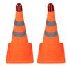 2 Stück 45 cm Faltbare Verkehrskegel mit Reflektorkragen 2 Warnlampen Orange Straßenverkehrssicherheitskegel