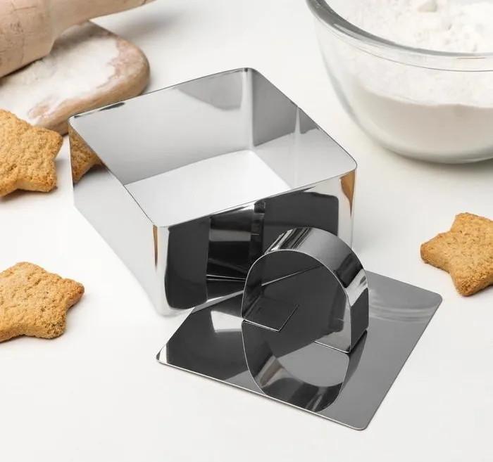 Stainless Steel Circle Cake Mold With Push Plate Circular Heart,shaped Flower DIY Cake Circle Mold Baking Tool