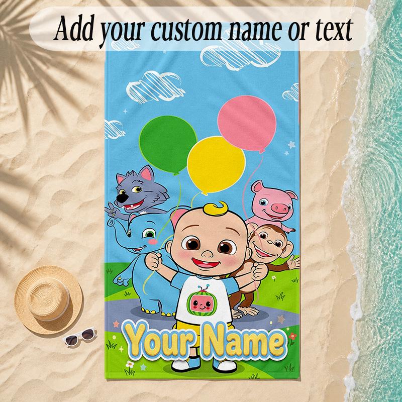 Beach TowelCocomelon Custom Name Text Personalized Soft Towel for Beach Pool Indoor Home Decor Gift