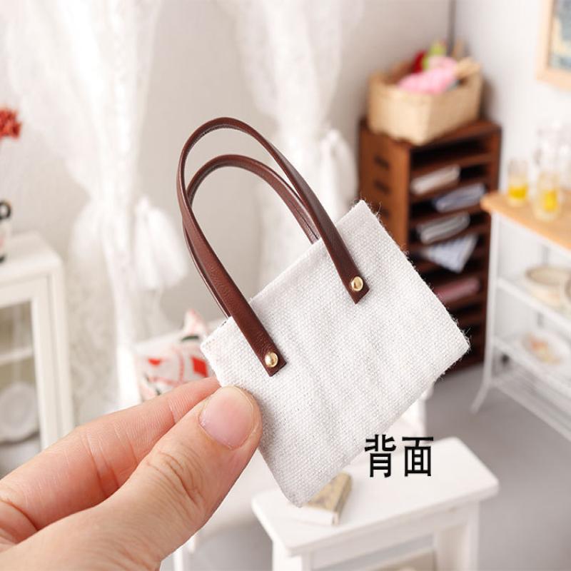 Dollhouse Mini Simulation Canvas Bag Shoulder Bags Doll Clothes Accessories Micro Scene Decoration Pretend Play Toys
