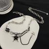 Gothic Punk Black Color Star Pendant Tassel Necklace Suitable For Men And Women Hip-hop Creative Daily Jewelry Gifts