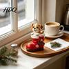 New Year Party Decorations Christmas Puppy in Santa Boot Resin Figurine Cute Dog Holiday Tabletop