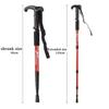 Four-Section T-Handle Trekking Pole Outdoor Travel Cane Climbing Pole Aluminum Alloy Telescopic Pole Hiking Walking Stick