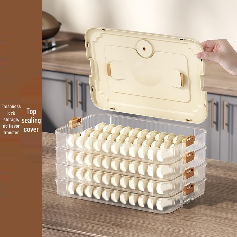 Frozen Dumpling and Wonton Freezer Box with Freshness Seal and Hanging Rack
