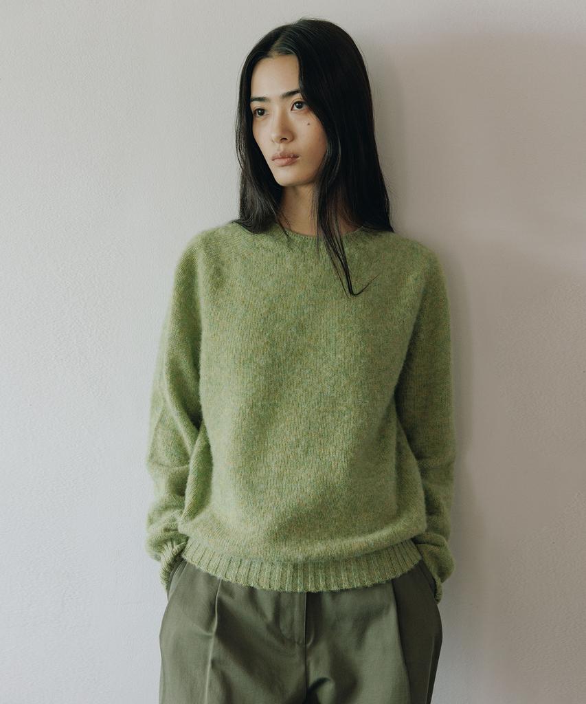 BLANKROOM Shaggy Dog Crew Neck_Avocado