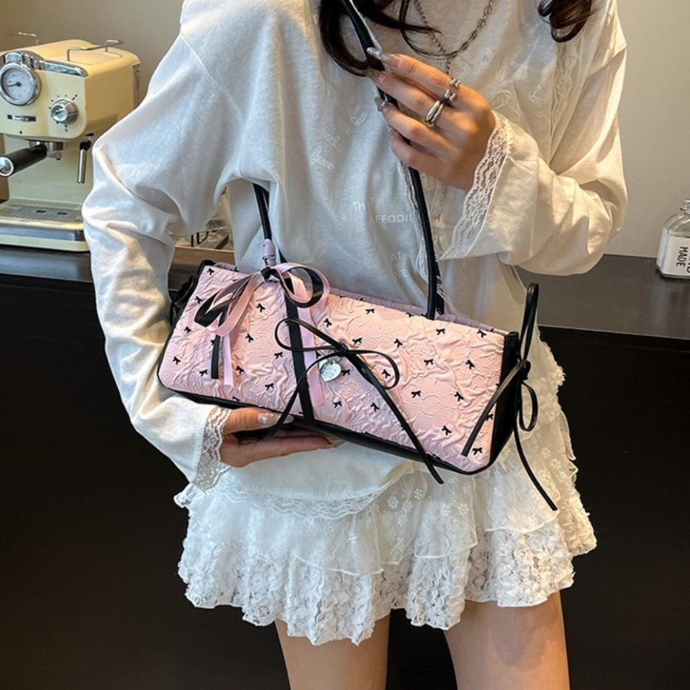 

Y2K French Stick Underarm Bag French Armpit Bag Korean Bow Ribbon Shoulder Bag Handbag белый