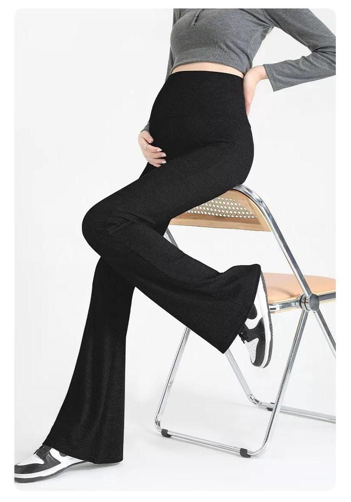 Plus Size Micro-Flare Maternity Pants - Casual, Wide-Leg, No Tummy Support, Slimming, Non-Constricting, Spring/Summer Wear