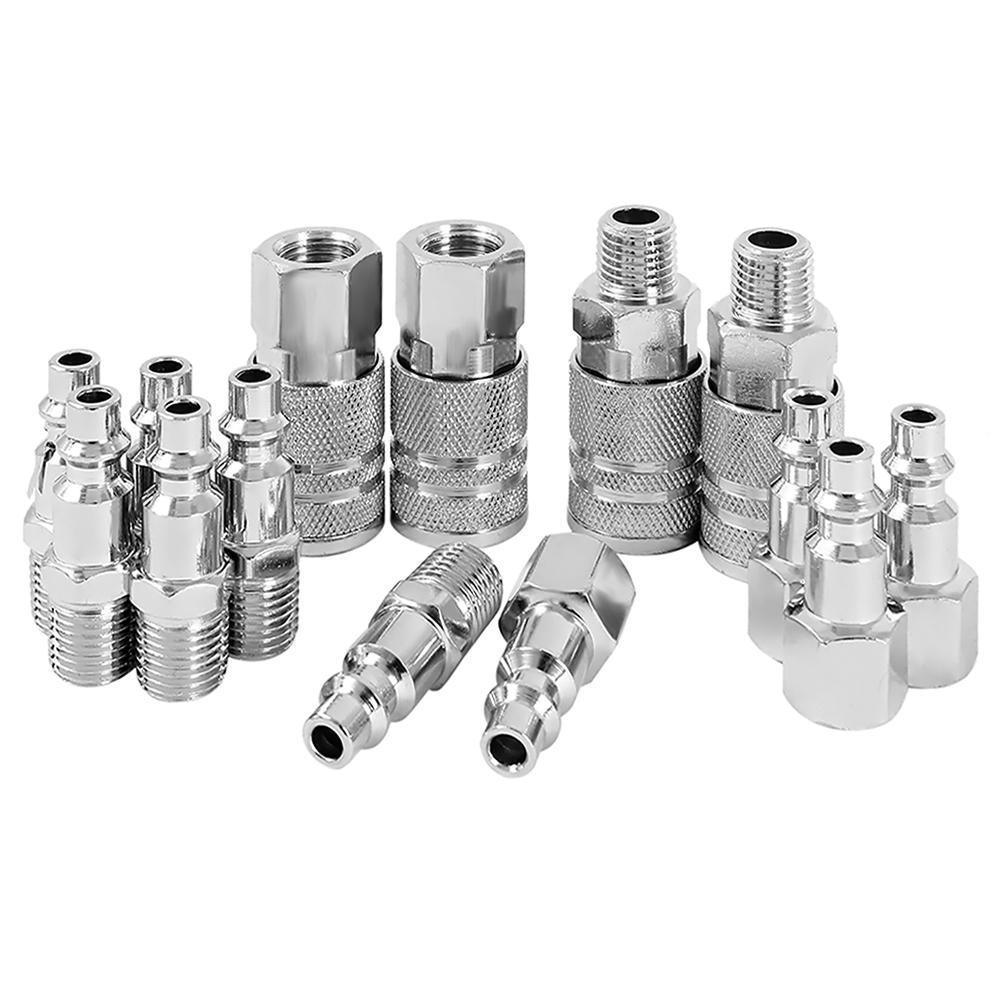 14pcs Metal Quick Couplings BSP Air Line Fitting Euro 1/4"Air Line Fitting Hose Compressor Fitting Connector For Pneumatic Tools