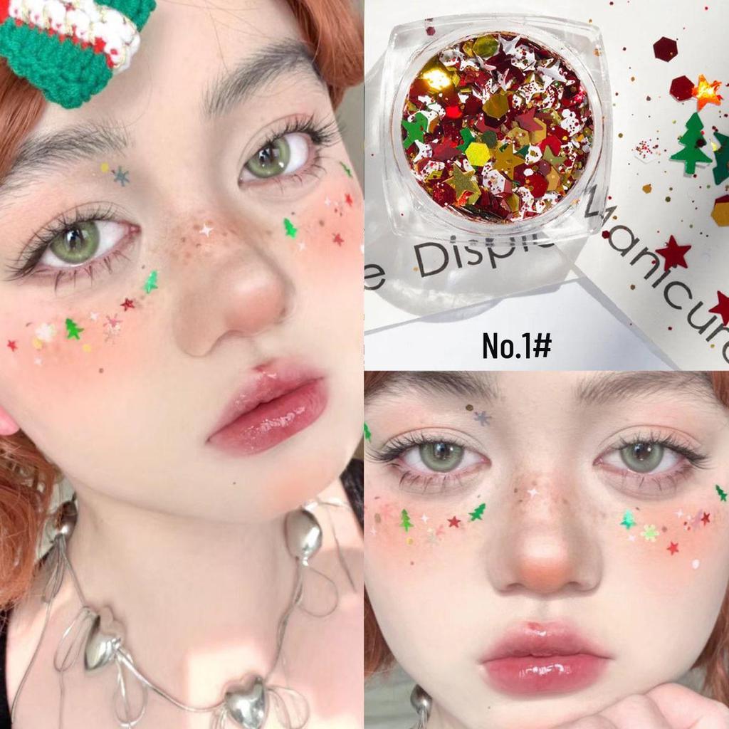 Christmas Nail & Face Glitter Stickers: White Snowflake Sequins for Makeup & Stage Décor