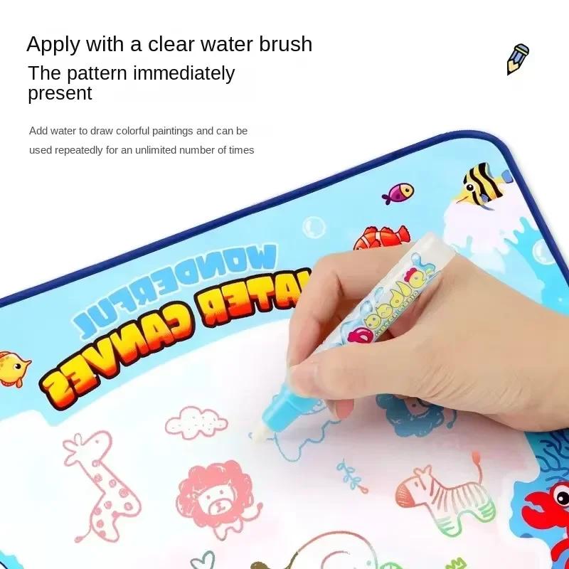 150X100Cm Magic Water Canvas Graffiti Drawing Board Repeatedly Doodle Water Painting Carpet Reusable Drawing Mat Kids Toy Gift