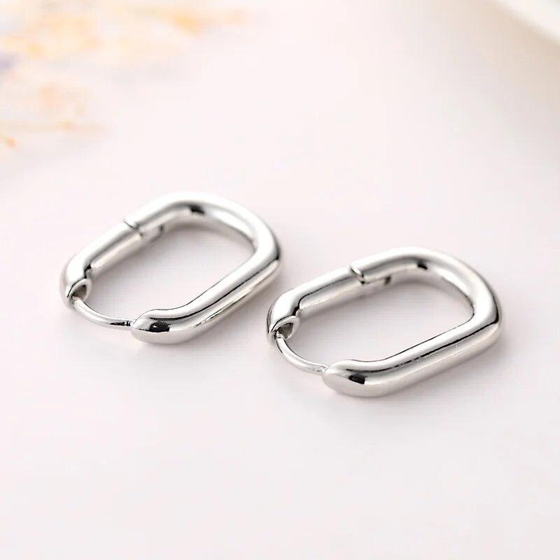 2021 New Classic Copper Alloy Smooth Metal Hoop Earrings For Woman Fashion Korean Jewelry Temperament Girl's Daily Wear Earrings