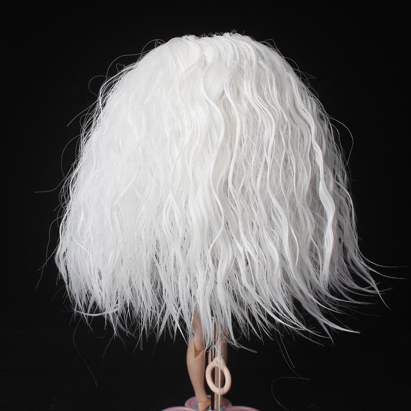 Machine Made Loose Kinky Curly Yaki Creamy-white Synthetic Hair for Blythes Doll 25cm Head Doll Wigs