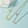 Korean Dongdaemun Retro Distressed Necklace - Lucky Rectangular Plate Clavicle Chain