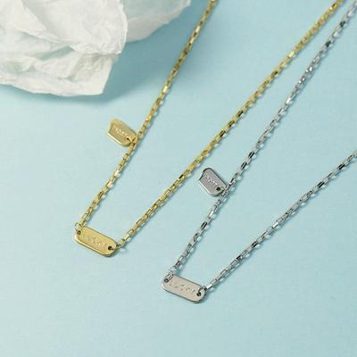 Korean Dongdaemun Retro Distressed Necklace - Lucky Rectangular Plate Clavicle Chain