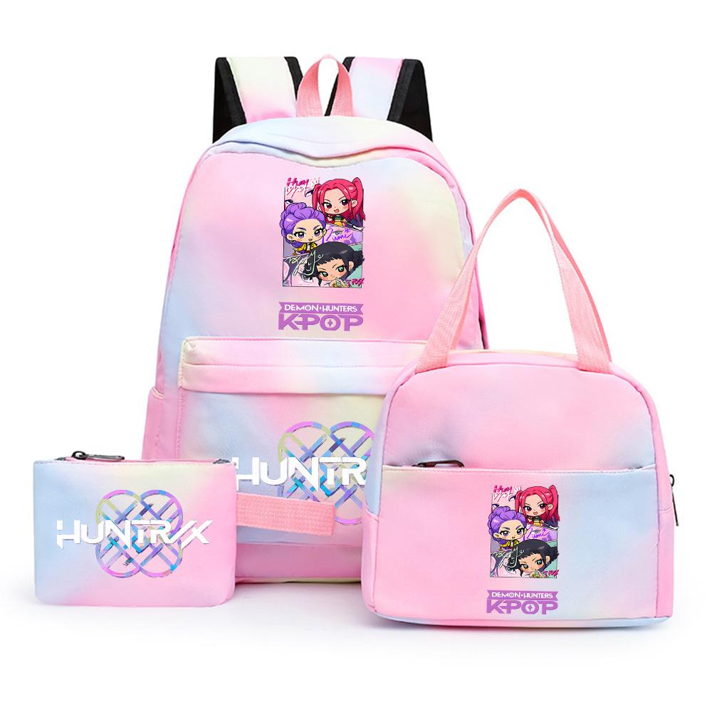 3Pcs/set Cartoon Printed Backpack with Lunch Bag Pencil Case for Teenager Girl Boy Large Capacity Waterproof Bookbag Gift Mochila