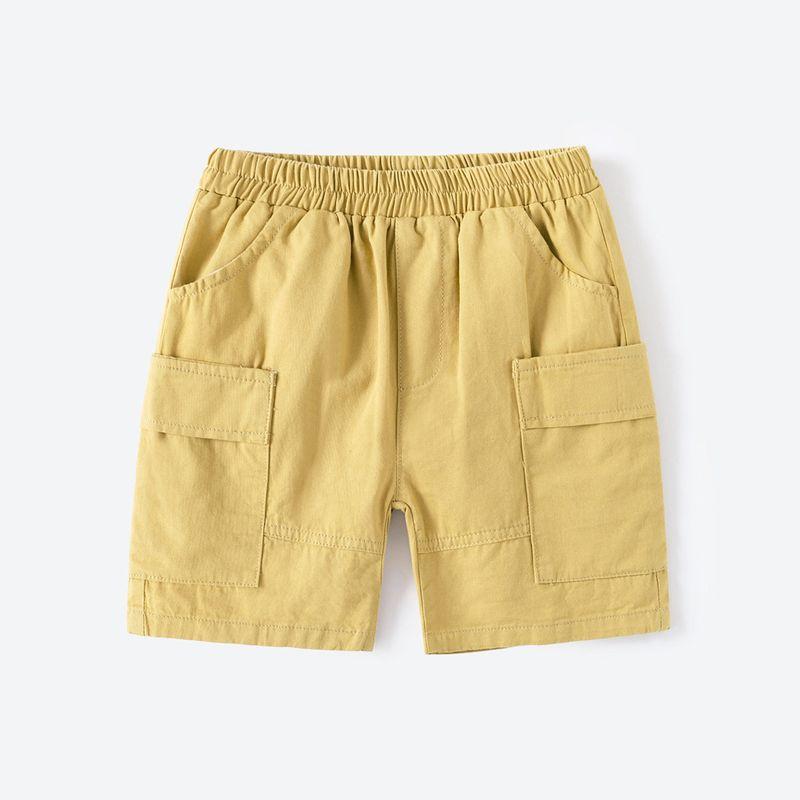 Pure Cotton Cargo Shorts, Summer Children s Clothing, Lightweight Mid-Length Pants for Boys, Baby Boys Casual Five-Point Pants with Large Pockets Khaki Large Pocket Casual Shorts 90