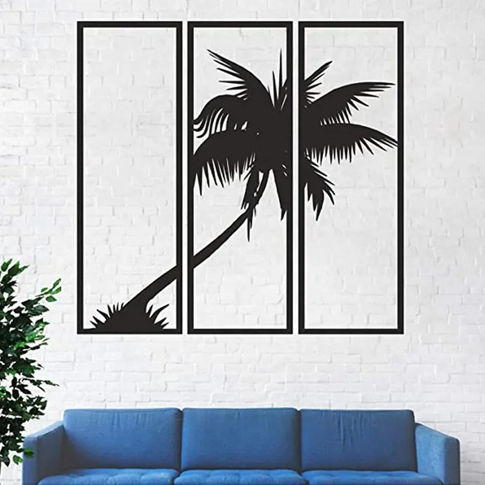 3 Pcs Metal Palm Tree Wall Art – Iron Tree Sign. Stylish Metal Home Decor. Interior Decoration. Elegant Wall Hanging Decor.
