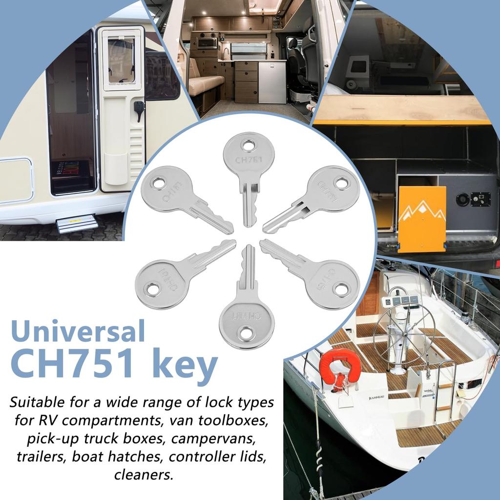 12 Pcs CH751 Key, CH751 Universal Replacement Keys for RV Compartments Campers Door Hatch RV Doors Cabinets Storage Boats Trailers Tool Boxes
