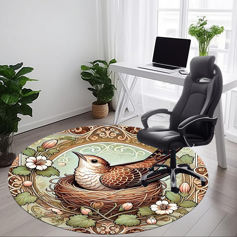1pc Nestling Art Nouveau Office Round Area Rug, Indoor Mat Suitable For Office, Under Office Chairs Bedroom Living Room Home Decor, Room Deco