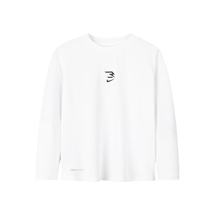 

Nike 3 Brand T-Shirt Comfortable Versatile Casual Sports Quick-Dry Long Sleeve Kids Tops Pure-White N32512364GS-001 S
