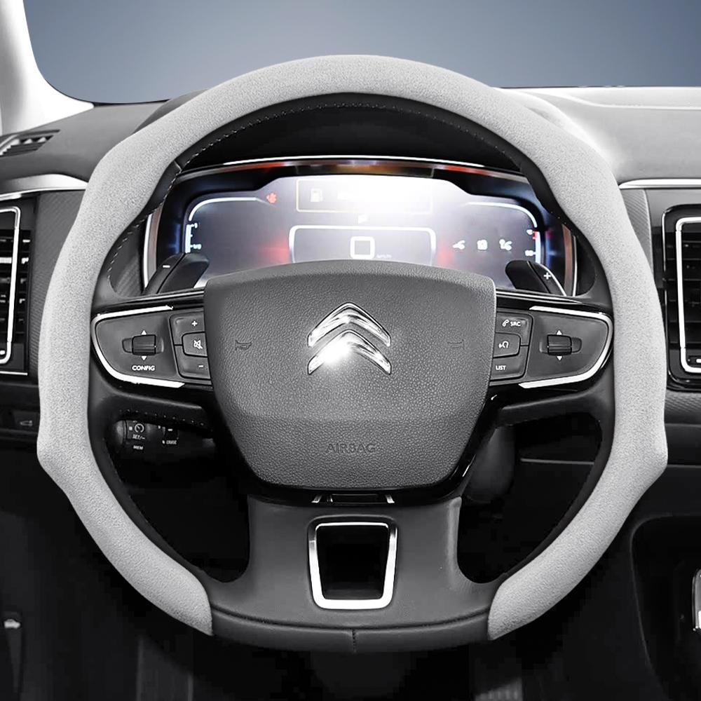 Suitable for Citroen Premium Suede Snap-On Steering Wheel Cover, Non-Slip and Durable, for C3 C4 X Berlingo C5 Aircross Jumper Spacetourer Ami X, Ava