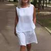 2024 European & American Women's Cotton Linen Sleeveless Casual Set