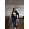 2026 Womens Fashion Casual Set Color Block Zip Up Cardigan Pants Two Piece