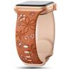 Embossed Floral Silicone Apple Watch Strap: Unisex, Sports, Two-Tone, Infinity Buckle.