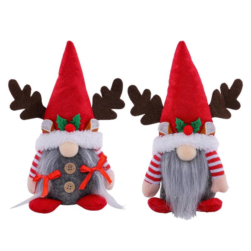 1Pcs Christmas Deer Antler Doll Decor Santa Claus Toy Red Holiday Family Atmosphere Decor Cute Festival Ornament