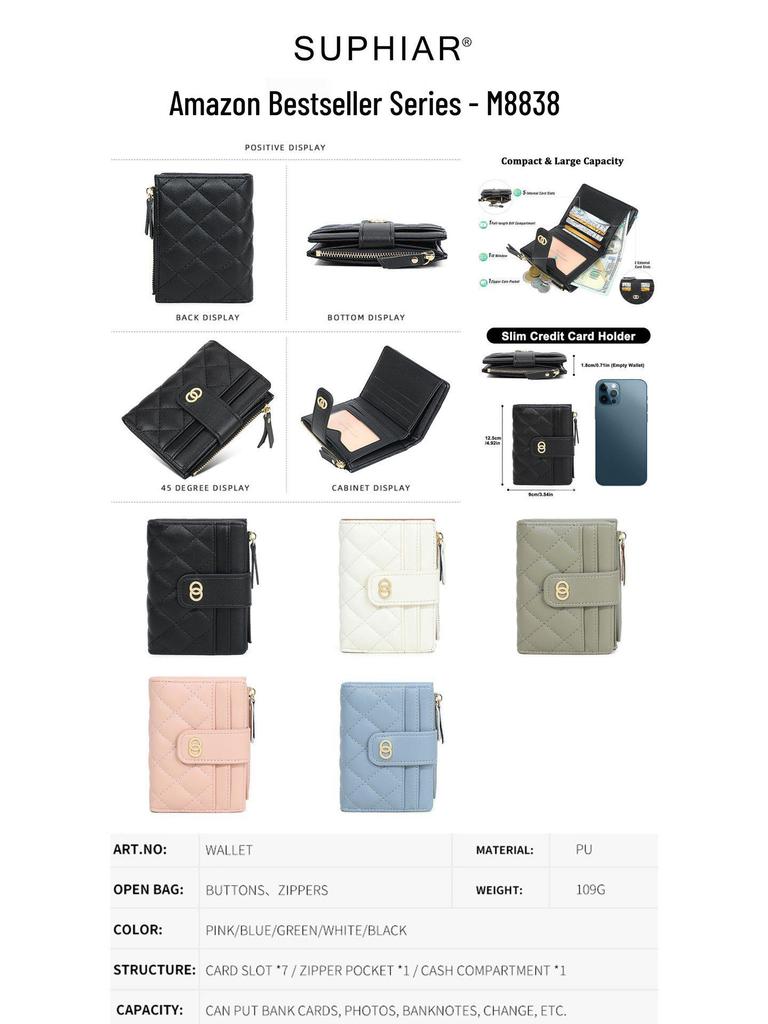 Women's PU Leather Zipper Wallet - Large Capacity Card Holder for Commuting and Students