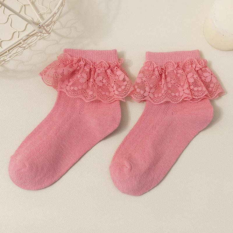 Chaussettes d'été en dentelle et coton pour filles - Maille légère style princesse