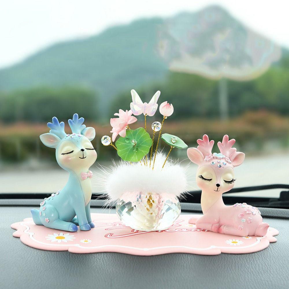 Lotus Shaped Crystal Flower Decoration Colorful Auto Interior Decoration Home Decoration