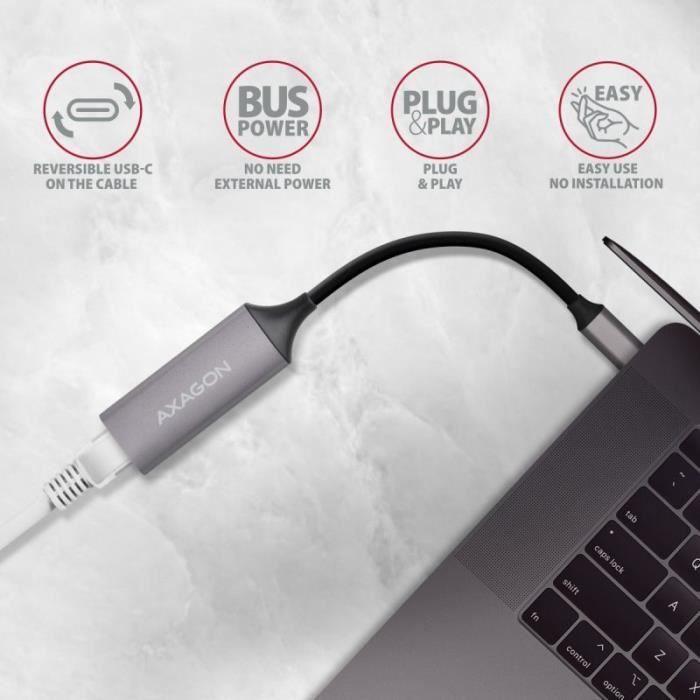 Adaptateur Ethernet - AXAGON - ADE-TRC - USB 3.1 Type C - Titangrau - 10/100/1000 Mbps
