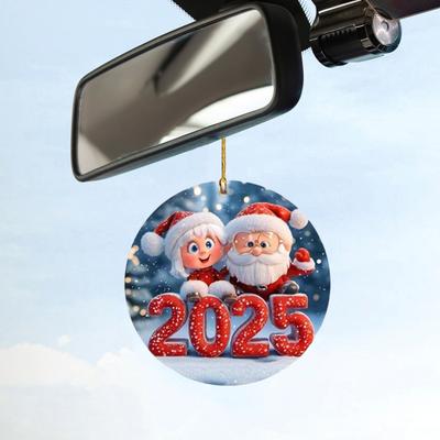 Yousheng Santa Claus Acrylic Pendant with Lanyard Easy To Hang Adorable Christmas Tree Decoration Hanging Ornament Holiday Gift