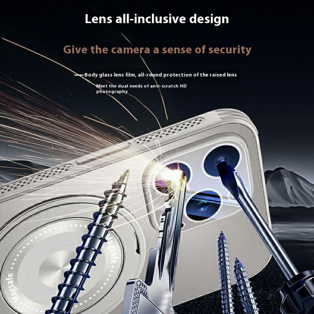 For iPhone 15 Pro Max Case Compatible with MagSafe Kickstand TPU+PC Heat Dissipation Phone Cover