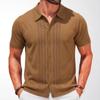 Herren Strickhemden Kurzarm Button-Down Poloshirt Sommer Strand Gestrickte Lässige Hemden Oberteile Atmungsaktiv Leicht Urlaub Vintage Hemden für Männer