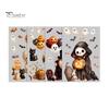 Flexible Cuttable Vinyl Sheets 4Pcs Halloween Cartoon Window Clings, Pumpkin Ghost Scarecrow Stickers, Outdoor Balcony Scene Setting Removable