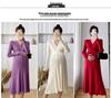 Solid Color Maternity Sweater Dress - Knit Core-Spun Yarn for Autumn/Winter