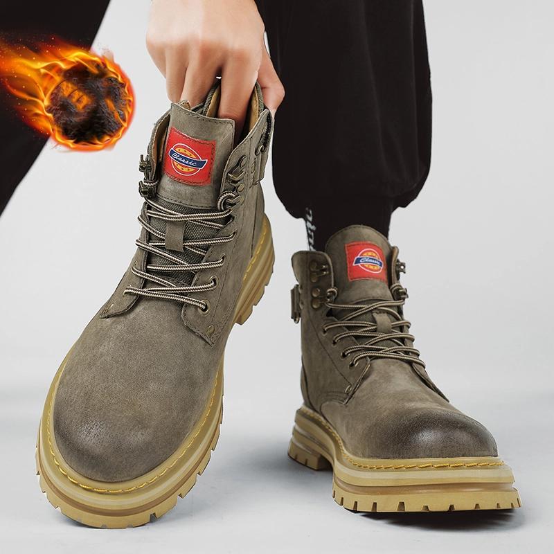 Autumn Fashion Brown Men's Ankle Boots 2025 Comfortable Platform Leather Boots Men Non slip Work Boots for Men Botas Para Hombre