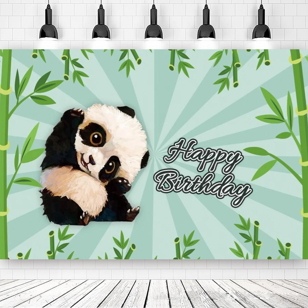 Panda Narozeninová Party Bambusový Kreslený Plakát vlastní Dětský Novorozený Portrét Fotografie Pozadí Fotografie Foto Booth Foto Studio