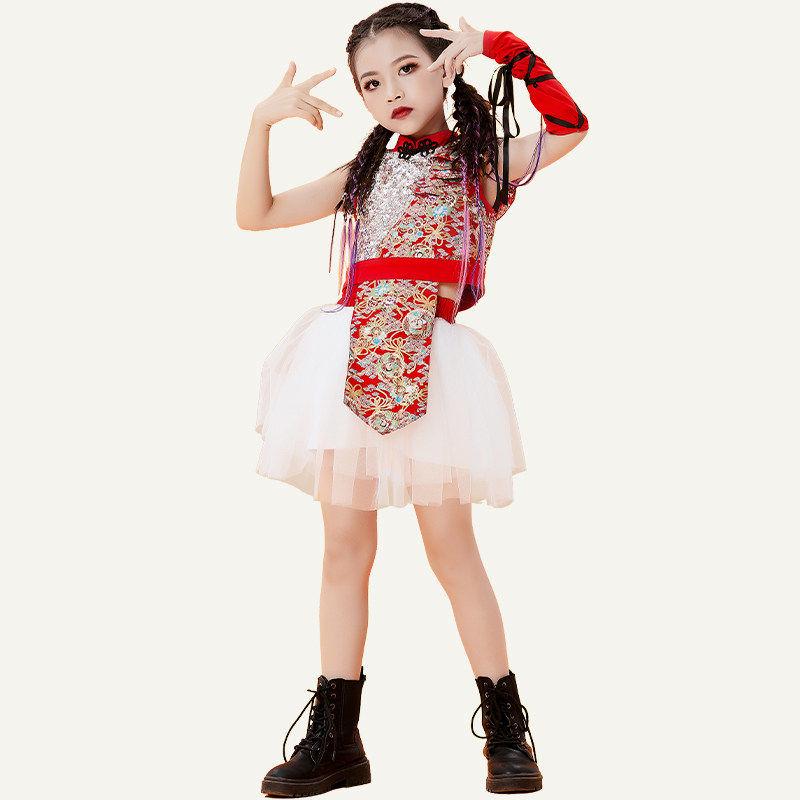 Chinese Style Jazz Dance Costumes for Girls – Trendy Performance Set for Model Runway Shows