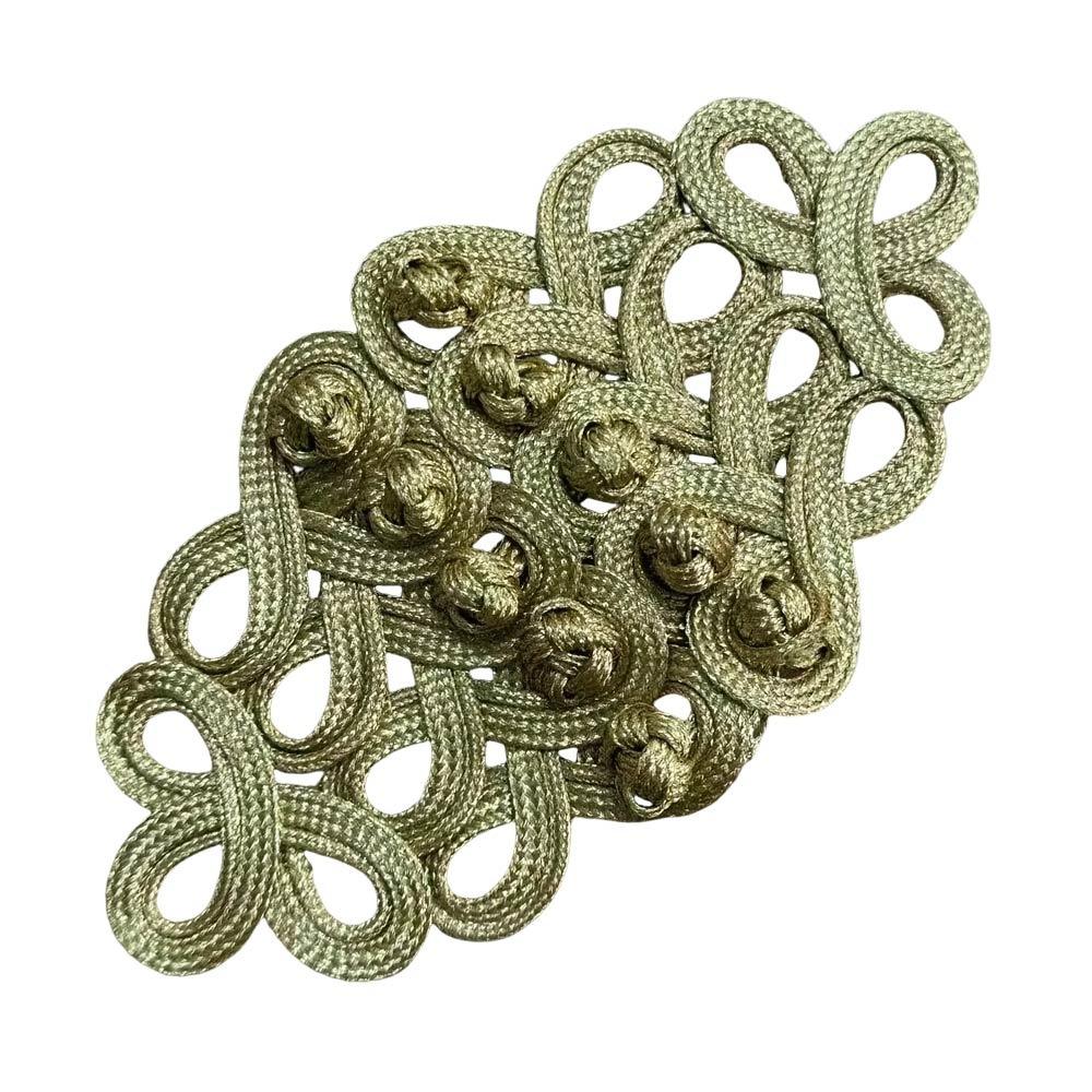 

Golden Silk Uniform Knot Button Hand Made Fastener Type Baroque Frog Fastener Large Size Knot Style Frog Fastener DIY Craft золотий