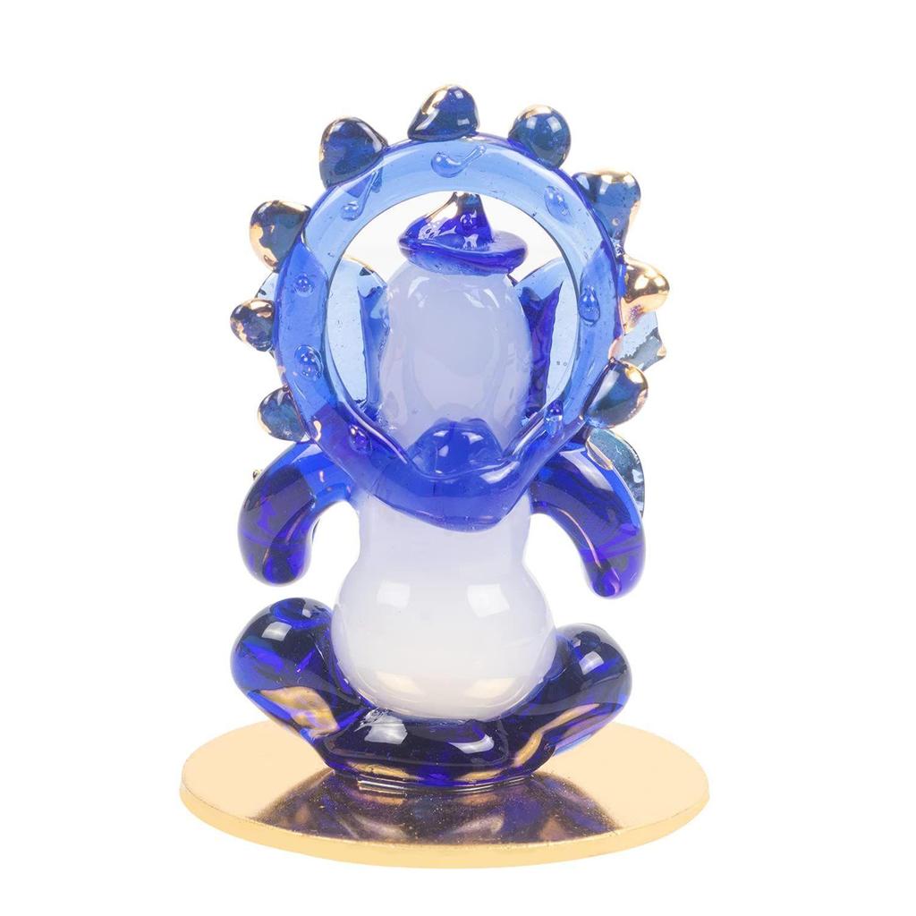 Gott Ganesh Sitzstatue (Murti) Idol-Schauobjekt Handgefertigt aus Kristallglas für Anbetung, Dekoration, Armaturenbrett, Geschenk