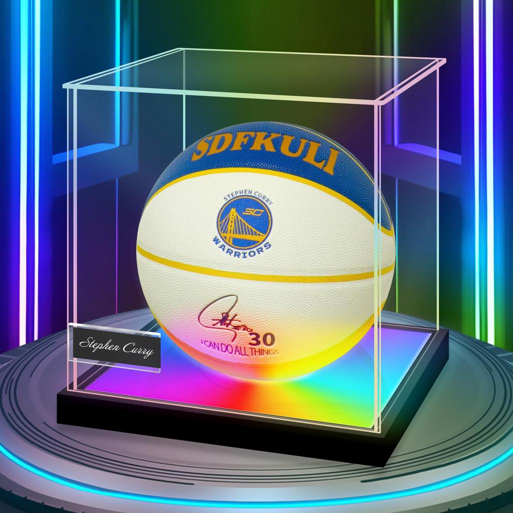 OTAKU Signed Ball Basketball Display Acrylic Figure Flowing LED Business Card UV with for Signed Ball Memorabilia W X 27cm D X 27cm Case, Case, Case,