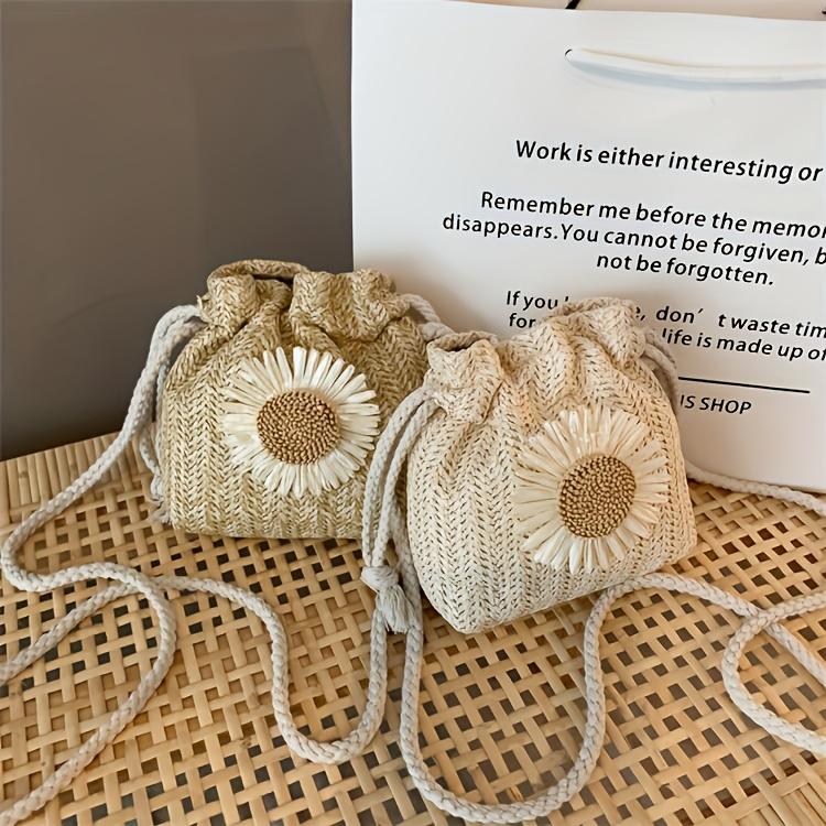 Single-shoulder Crossbody Bag Bucket Bag, Girls Straw Shoulder Bag, Beach Bag