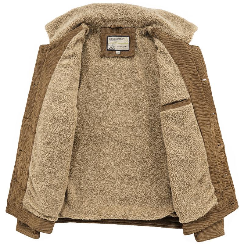Thickened Lamb Wool Padded Jacket Men's Winter Lapel Collar Jacket Thermal Tooling Padded Jacket Men's