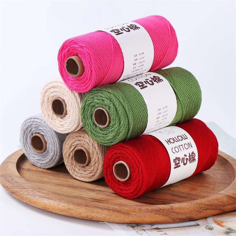2mm Hollow Pure Cotton Scarf & Bag Yarn for DIY Crochet and Handwoven Projects