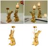 Farmhouses Bunnies Rabbit Figure Candle Holder Easters Candlestick for Spring Home Decoration and Table Centerpieces